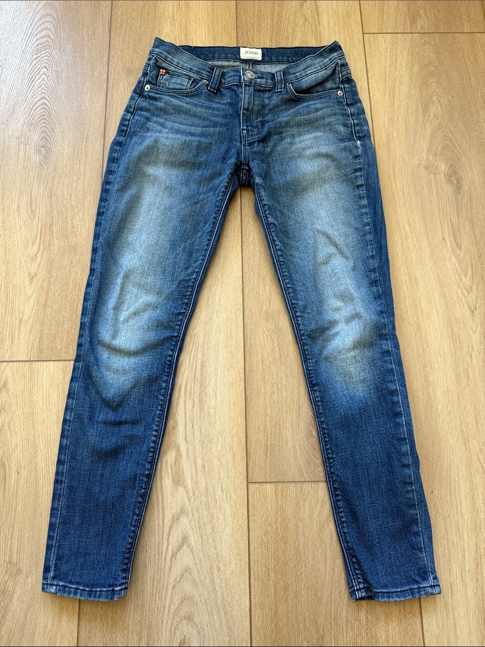 Hudson Midrise Nico Women's Skinny Jeans in Distressed Blue Wash Size 26